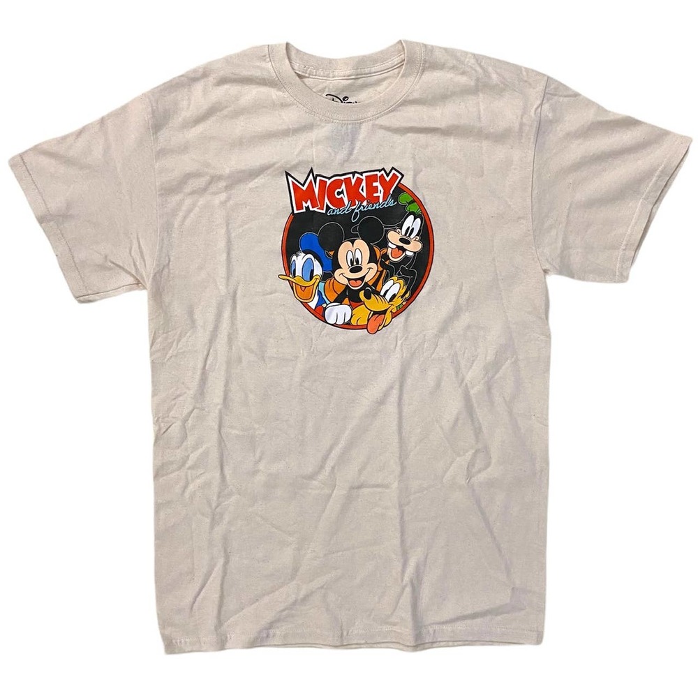 Mickey & Friends Men's Mickey Mouse, Donald Duck, & Goofy T-Shirt - Light Cream